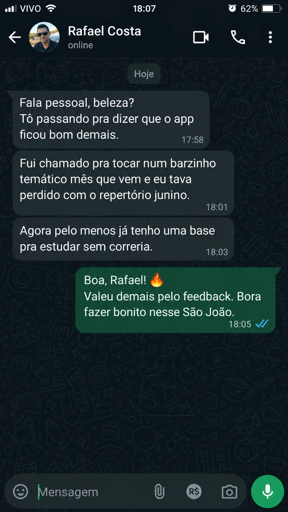 Depoimento no WhatsApp