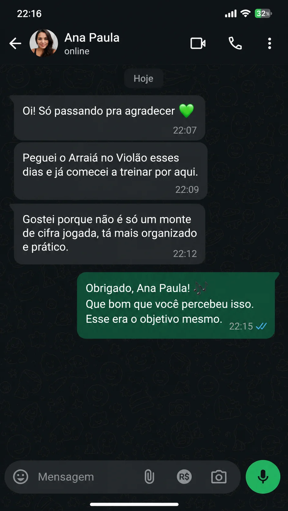 Depoimento no WhatsApp